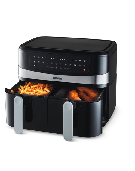 Tower T17097 Vortx 8L Dual Basket Air Fryer With 6 One-Touch Black