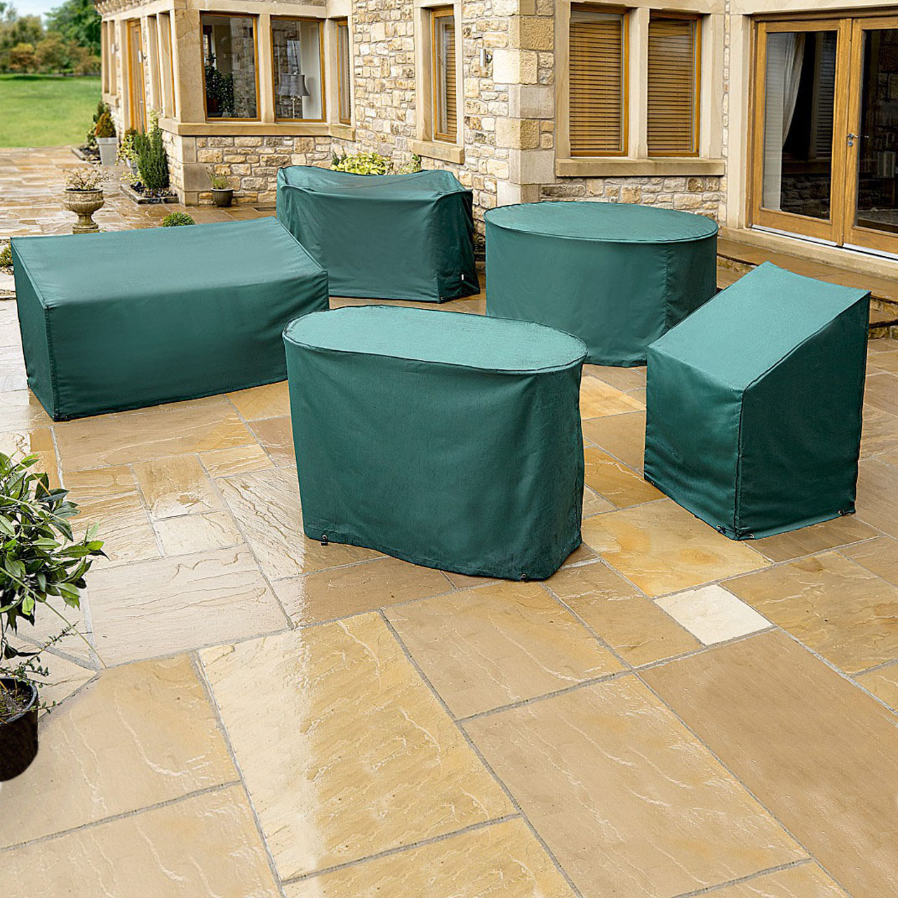 Weather-Proof 4-Seater Rectangular Patio Set cover