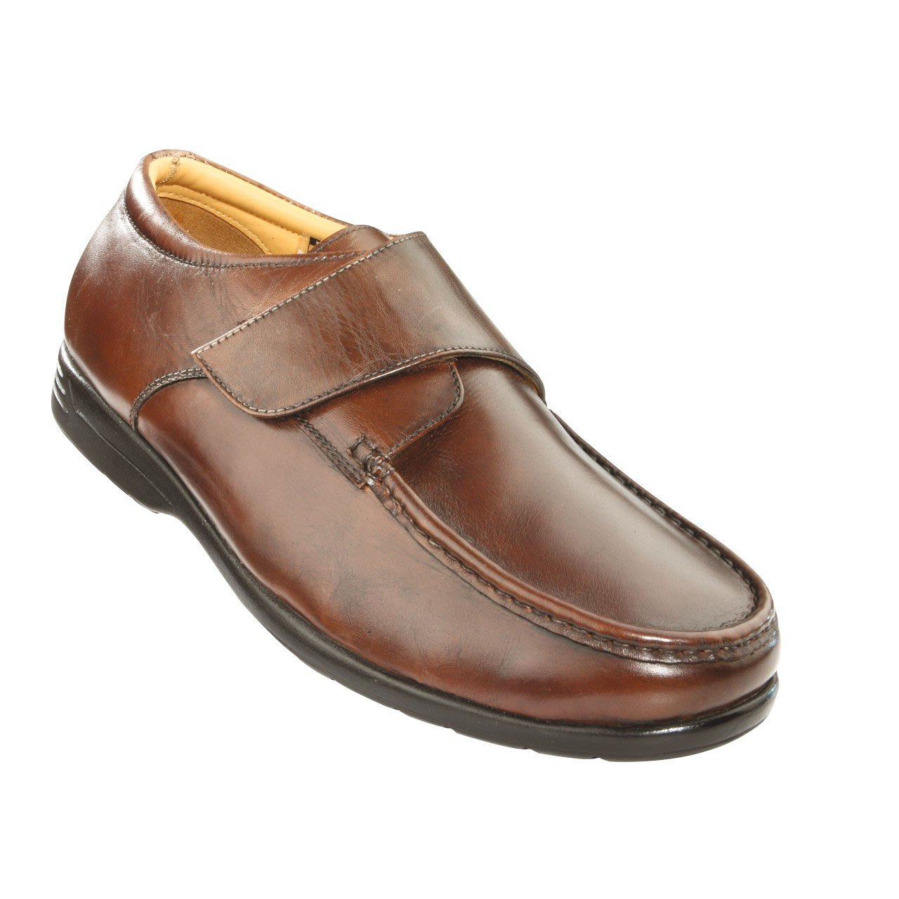 Extra-Wide Men?s Leather Adjustable Touch-Close Shoes