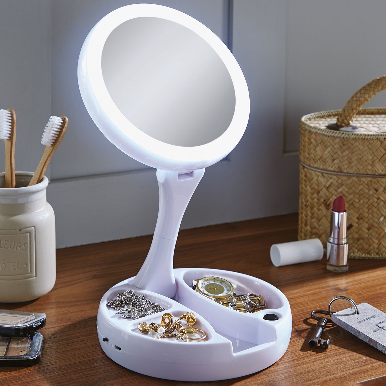 Folding Light-Up Travel Mirror