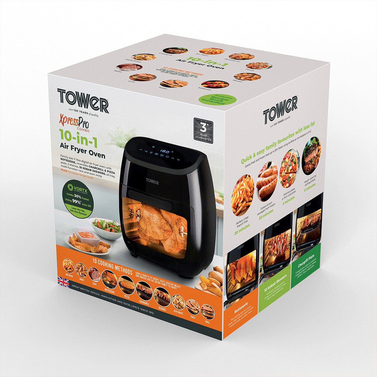Tower Xpress Pro 11 Litre 10-in-1 Digital Air Fryer Oven with Rotisserie