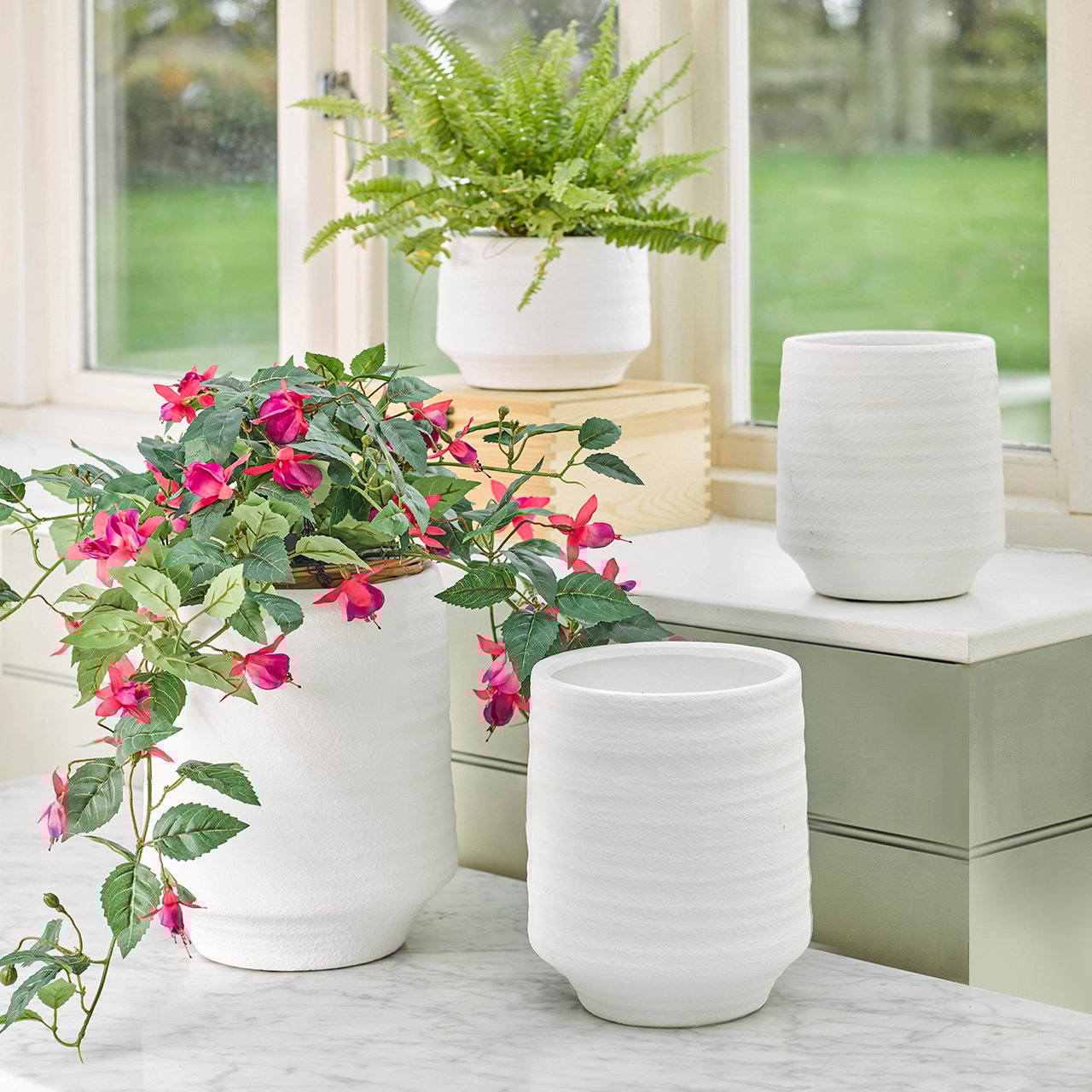 Wide White Terracotta Vase