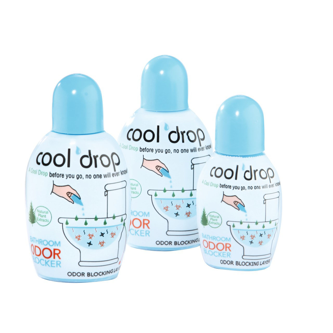 Cool Drop Toilet Deodoriser Odour Blocker - 3 bottles