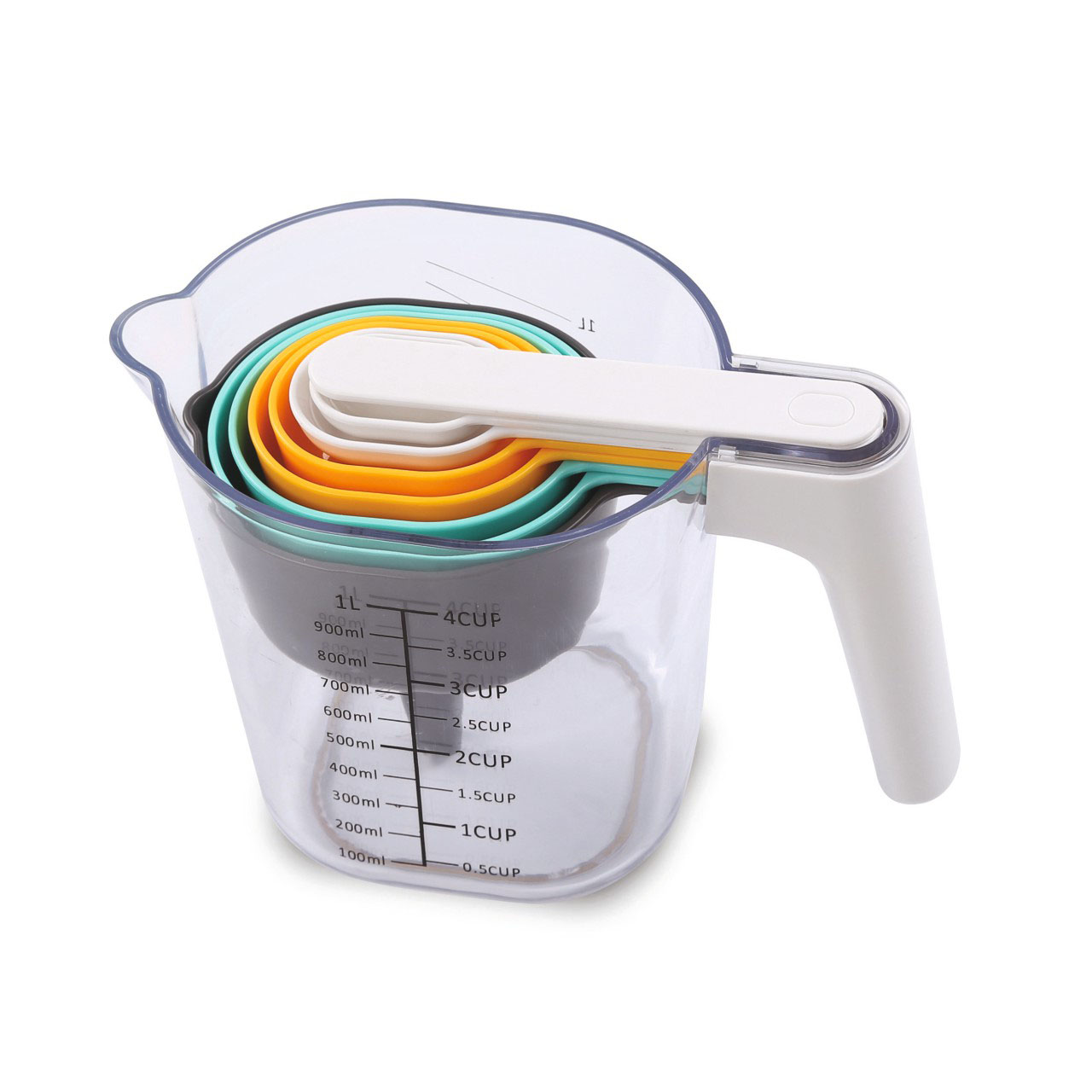 Compact Measuring Jug and Spoons Set - 9 Piece
