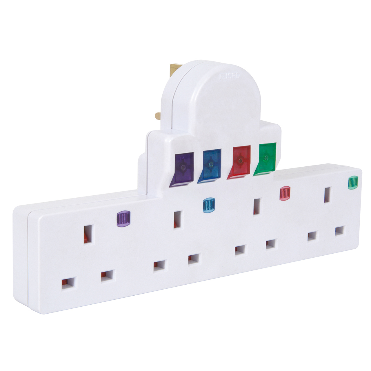 4-way Mains Adapter with Colour Coding