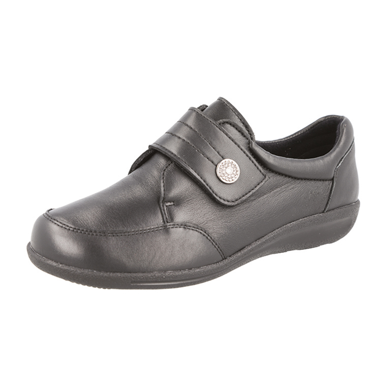 Stretch Leather Wide-Fit Shoes