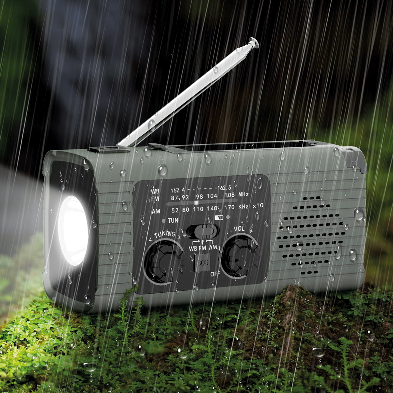 3-in-1 Battery, Solar and Hand Crank Radio