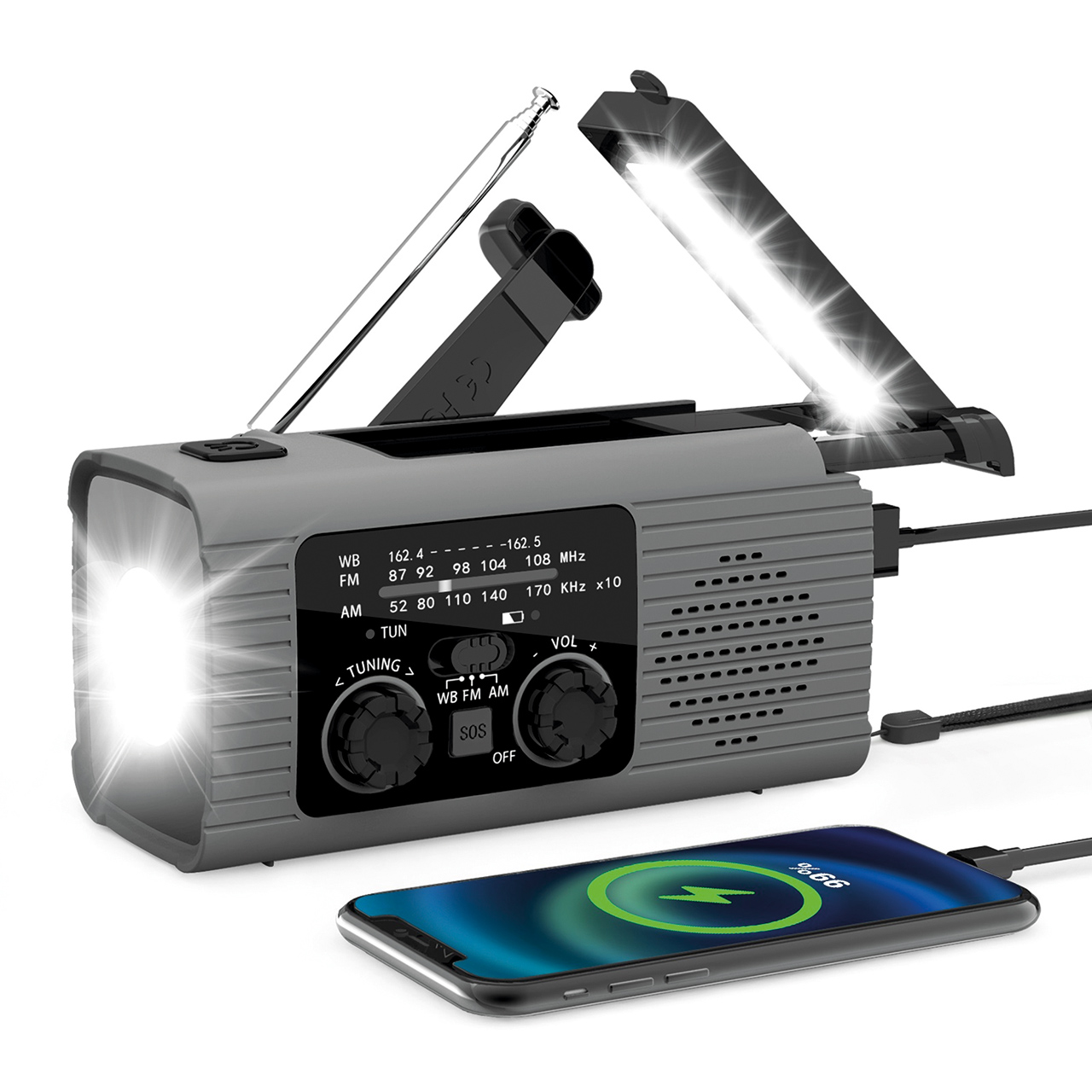 3-in-1 Battery, Solar and Hand Crank Radio