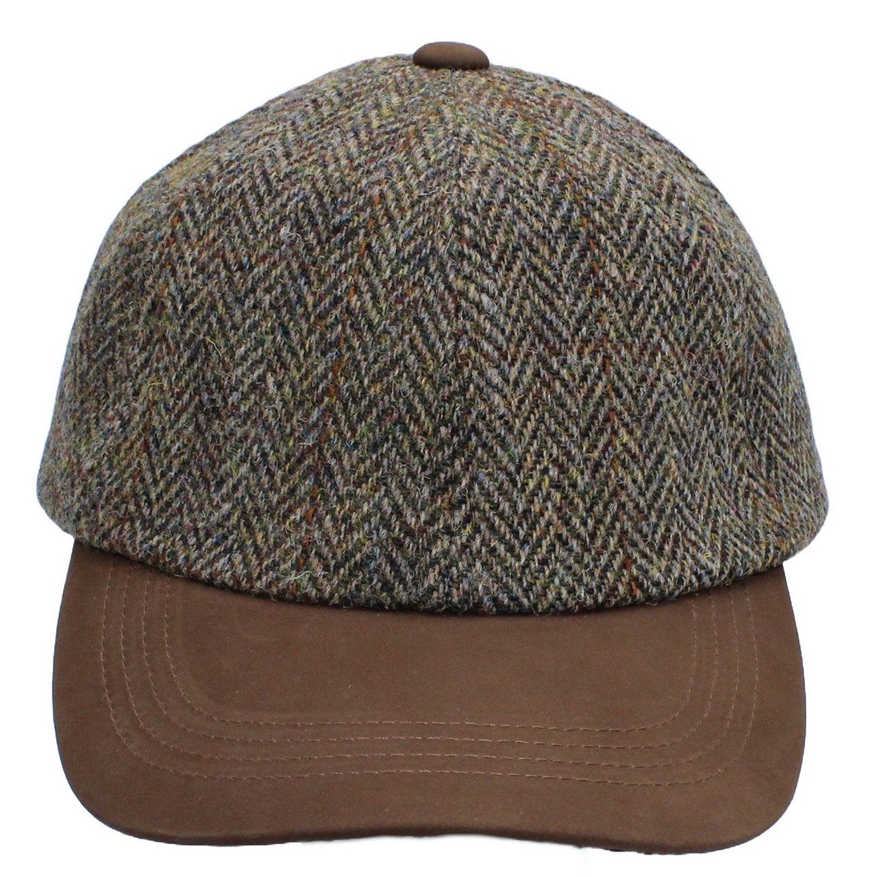 Harris Tweed Leather Peaked Baseball Cap
