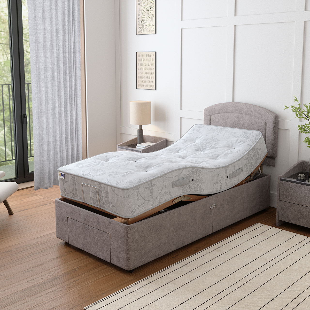 Adjustable Electric Beds, Pair of 3ft with Drawer