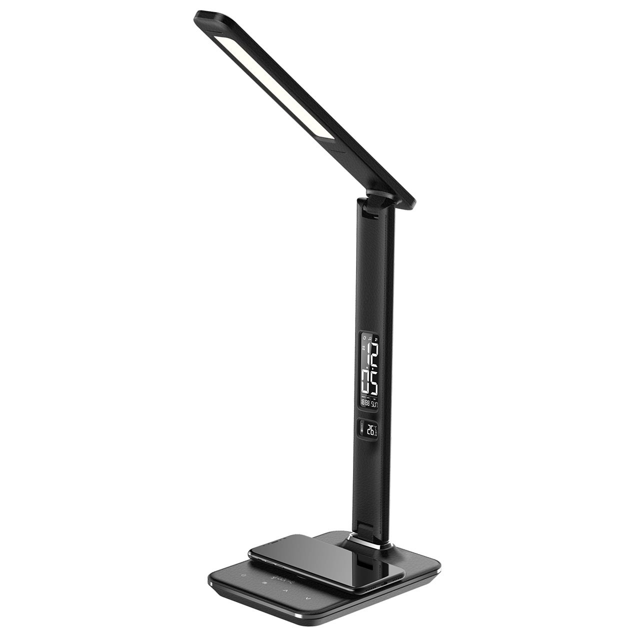 LED Lamp with Wireless Charging Pad and Clock