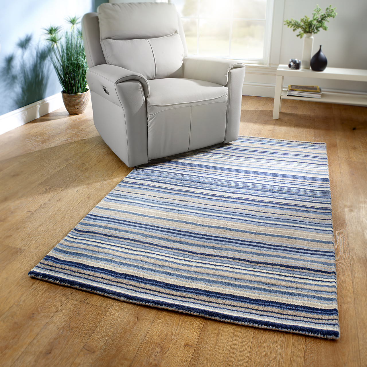 Blue Fine Stripes Rug