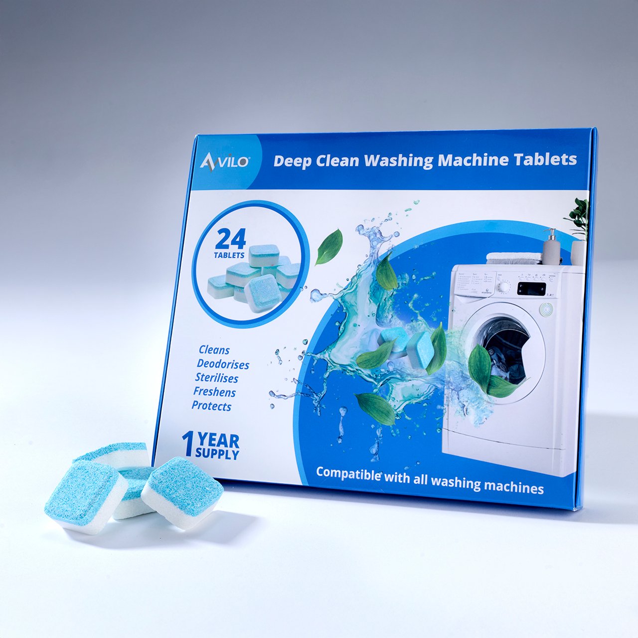 Washing Machine Deep Clean Tablets, Pack of 24