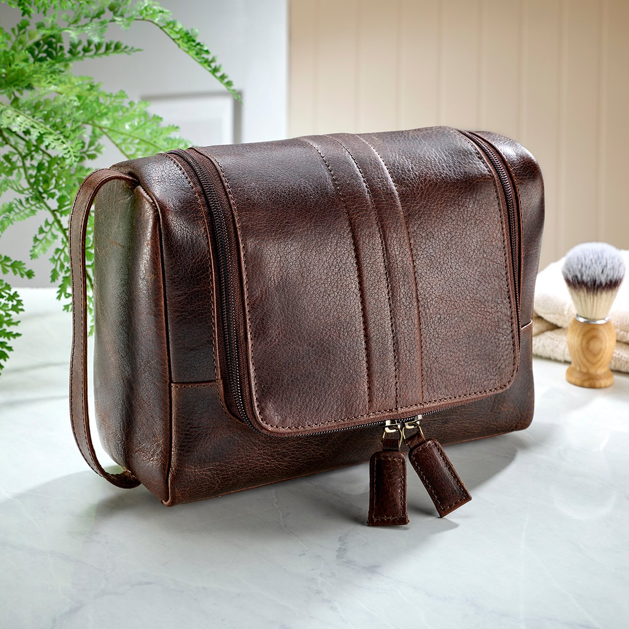 Leather Travel Hanging Wash Bag