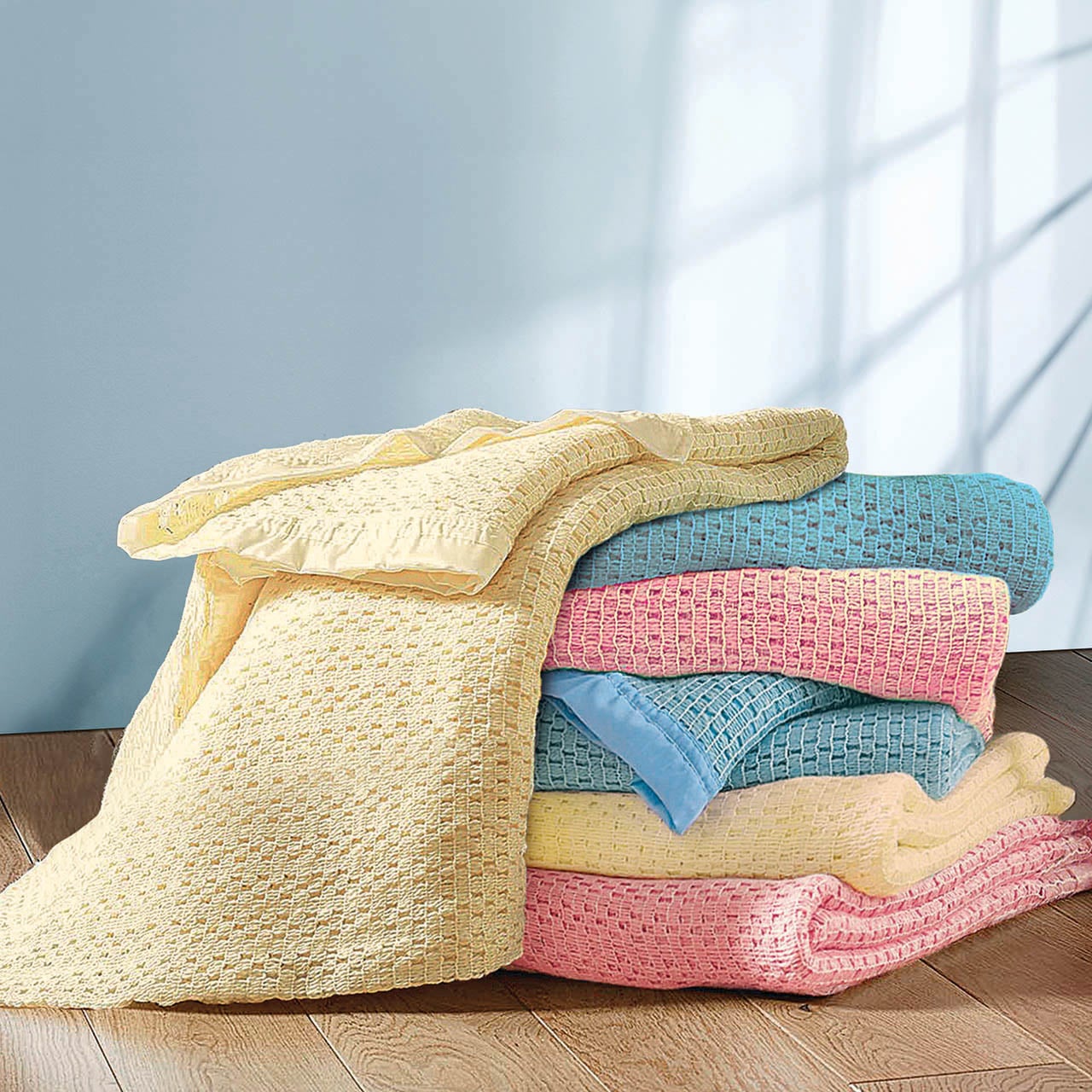Blue Acrylic Cellular Blanket