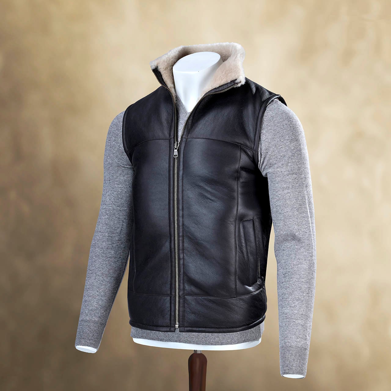 Black Leather Gilet
