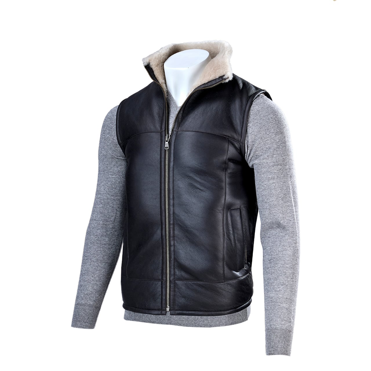 Black Leather Gilet