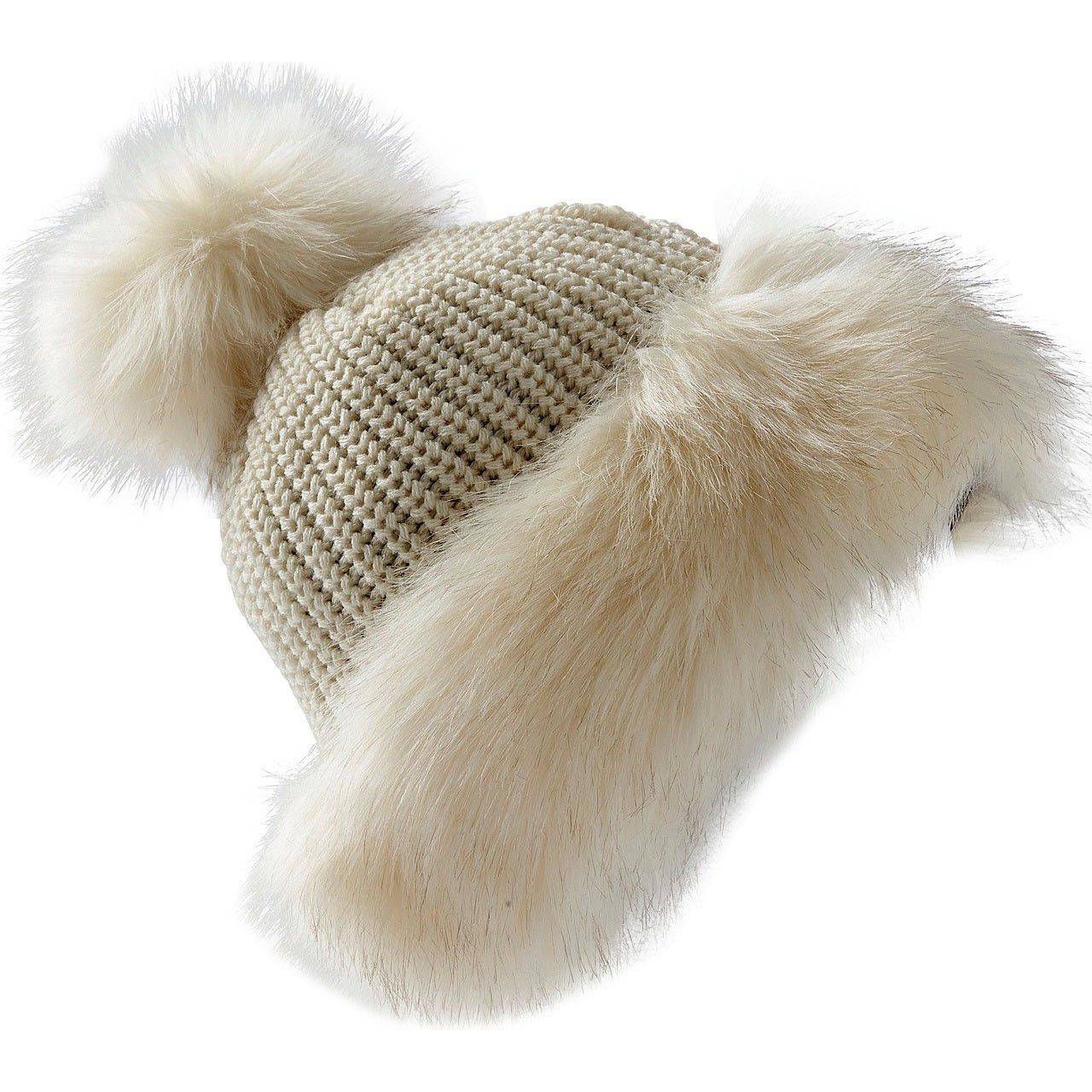 Pom Pom Hat With Faux Fur Trim