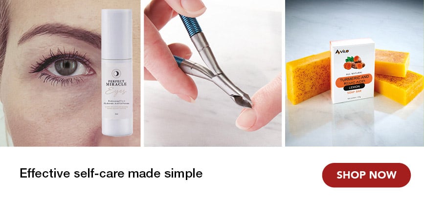 3 images of health and beauty, a sonic flosser, nail doctor serum and angled nail clippers