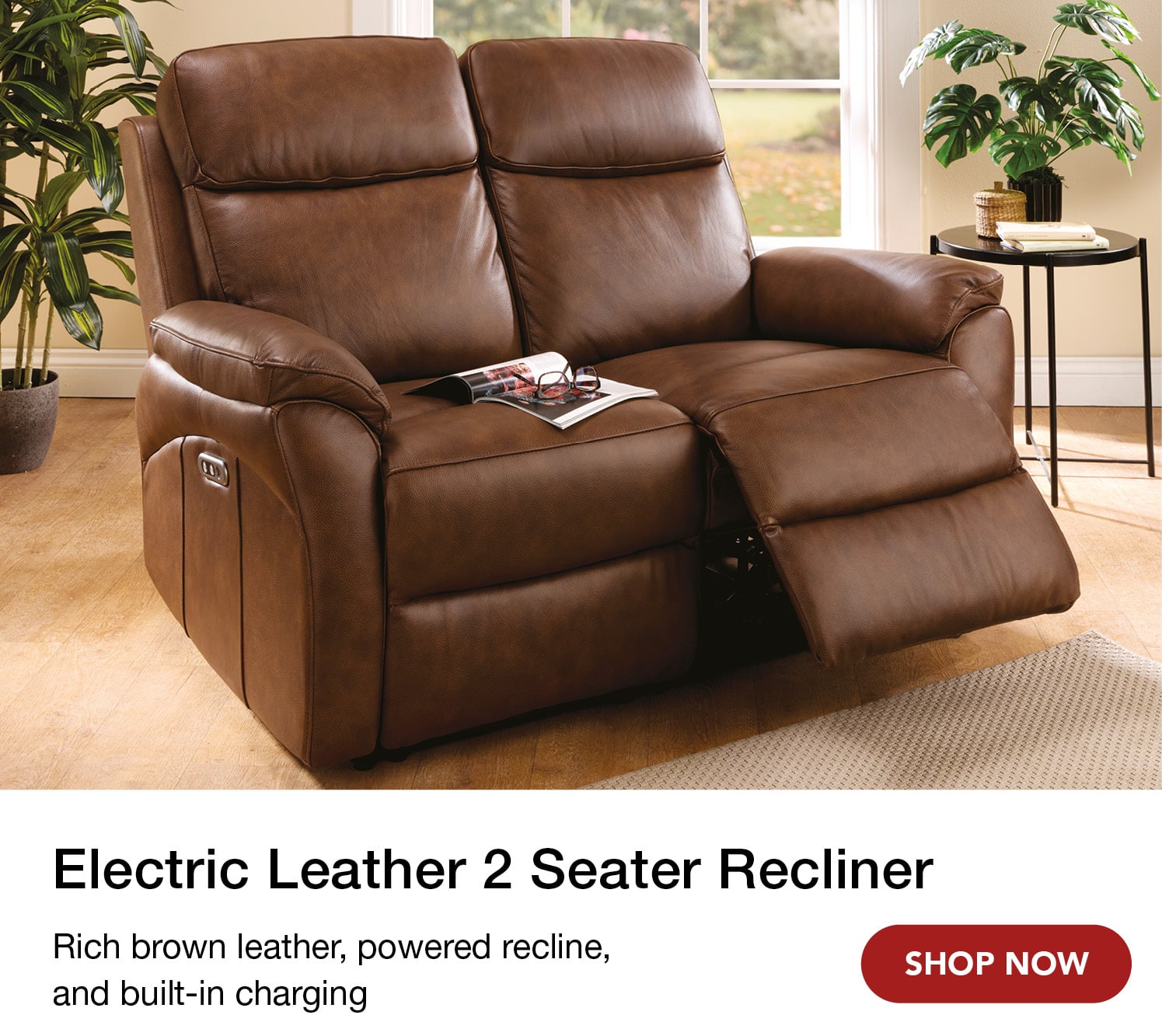Electric Leather 2 Seater Recliner