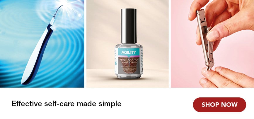 3 images of health and beauty, a sonic flosser, nail doctor serum and angled nail clippers