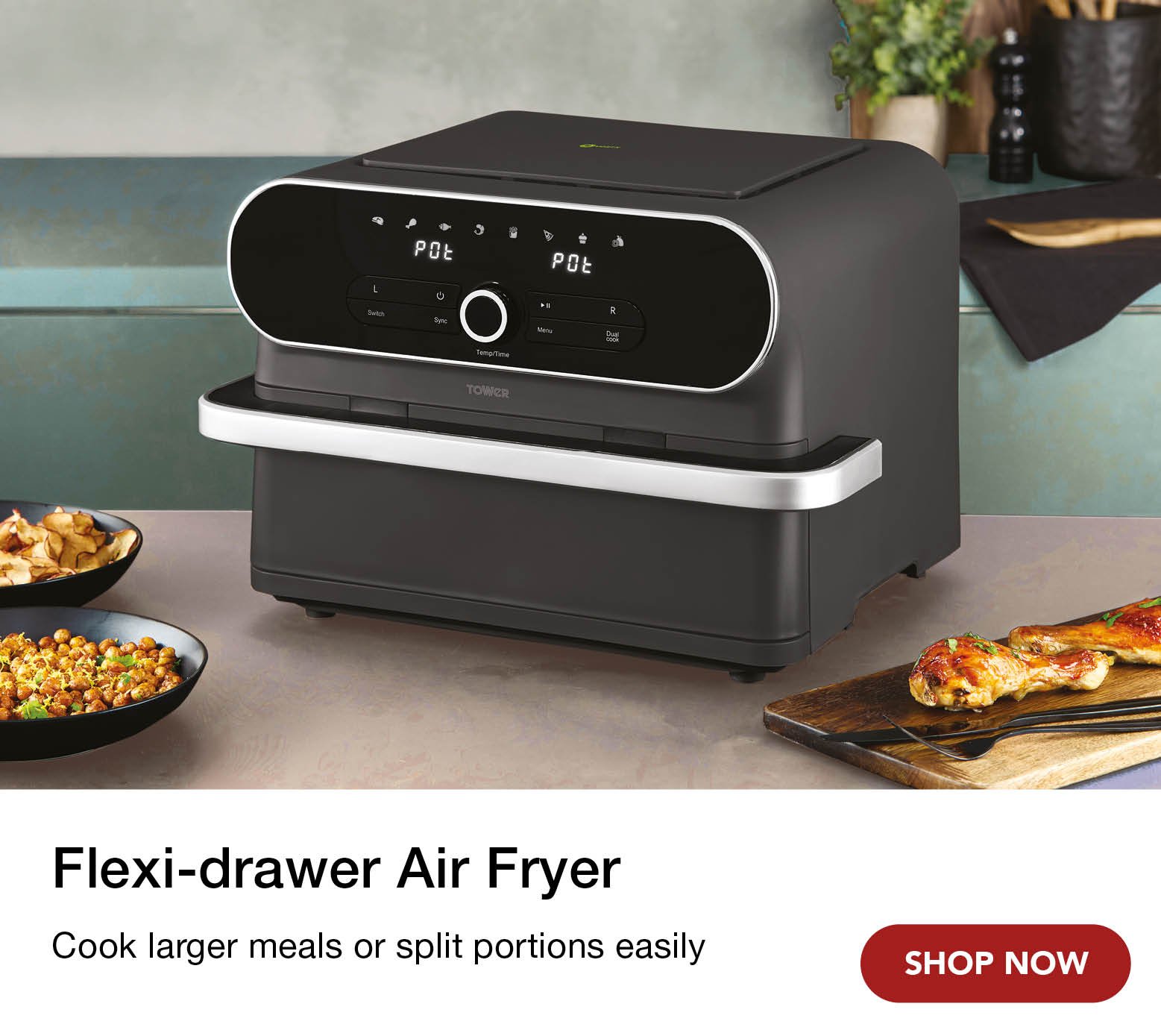 Image of black flexi drawer digital air fryer