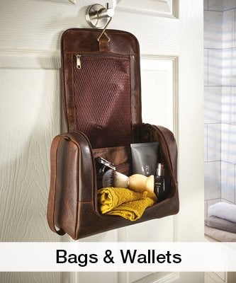 Image of brown leather washbag